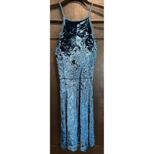 My Michelle Juniors Dress Sz 11 Small Blue Velvet Crossed Strap Fairy Y2K Grunge